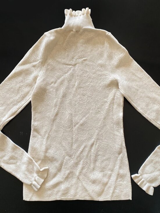 Sportmax Lace Knit Ruffle Turtleneck Mock Neck Sweater Cream Size M - Picture 8 of 8